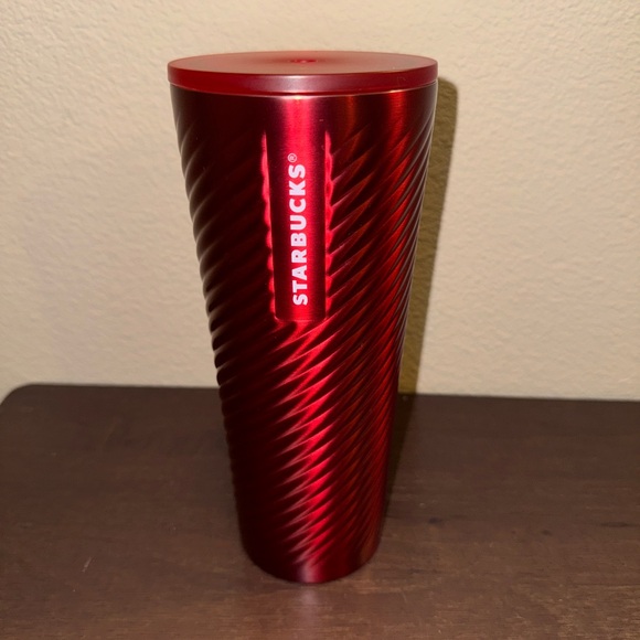 STARBUCKS Red Metallic Spiral Tumbler 2022 Christmas 24oz - Picture 5 of 7